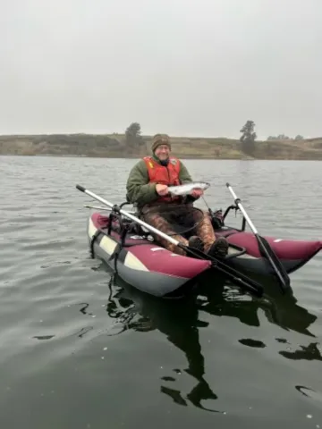 Trout fishing on pontoon