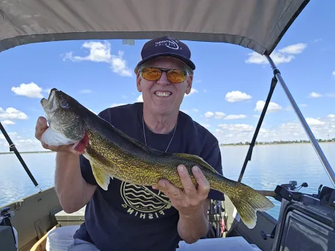 Mike Carey with walleye