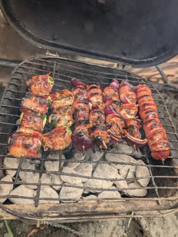 Duck poppers on the grill.