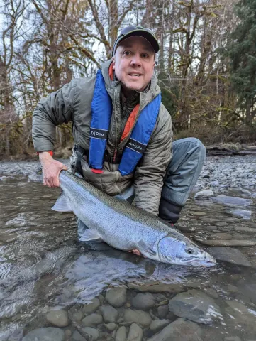 The author with a trophy steelhead