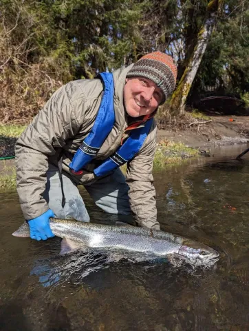 The author with an Olympic Penninsula winter steelhead